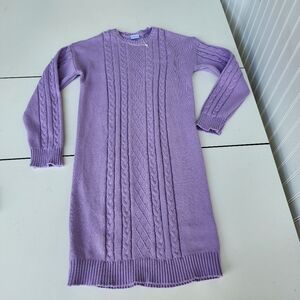 Miss Girls Lilac Purple Long Sleeve Dress Crew Neck Cotton Cable Knit 13- 14 Y
